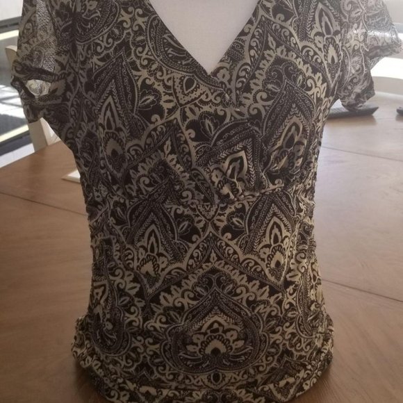 🦄Apt 9 / PM / Black and cream blouse - Picture 1 of 3